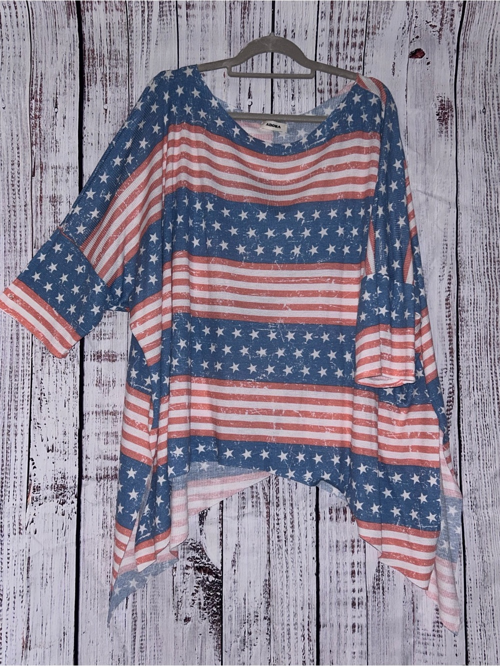 ADORA Stars & Stripes Flag Print Women's Top - Blue/Red